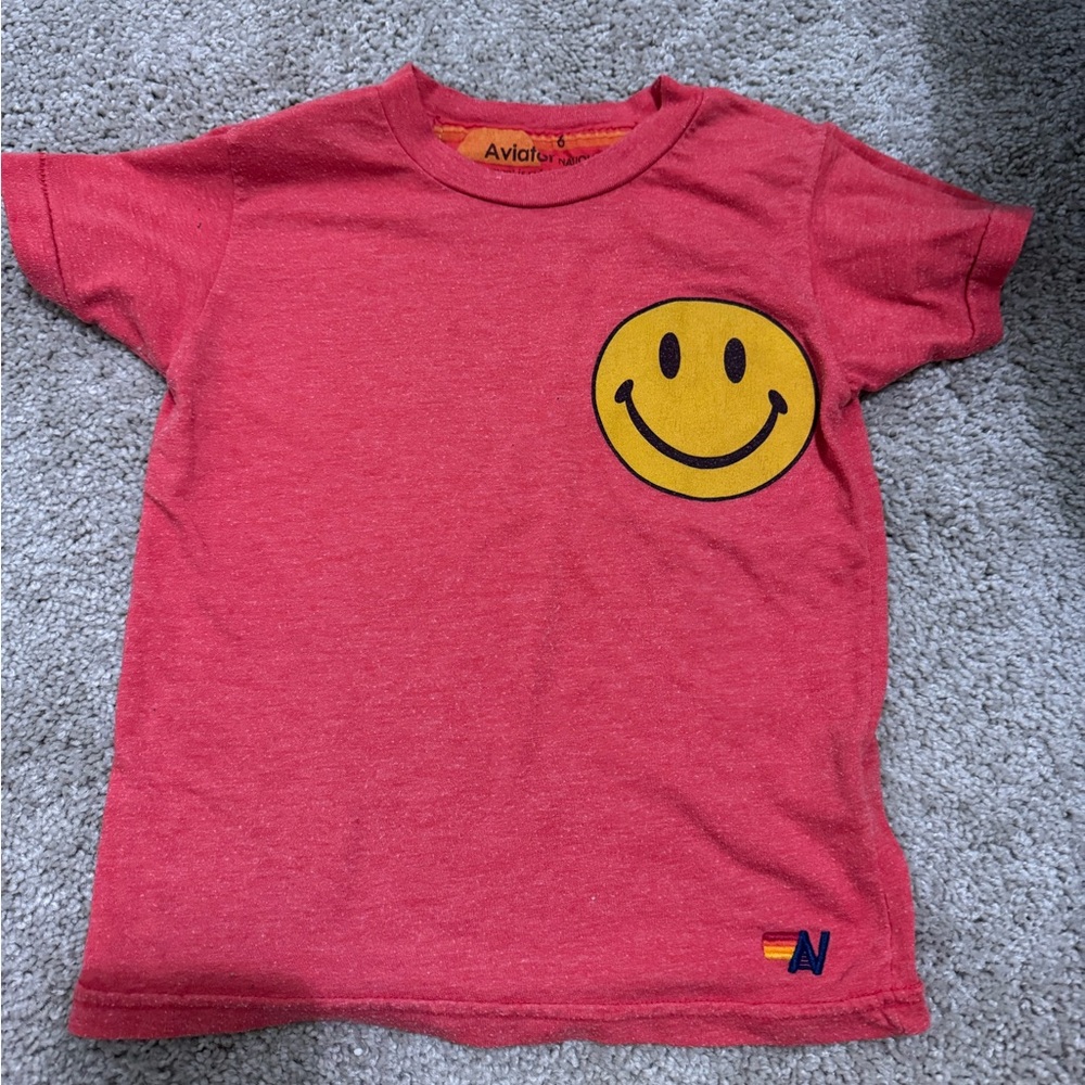 Aviator Nation Kids Red Smiley Face Tee